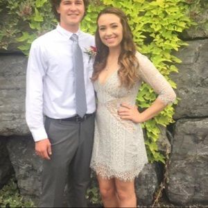 For Love and Lemons gray lace dress